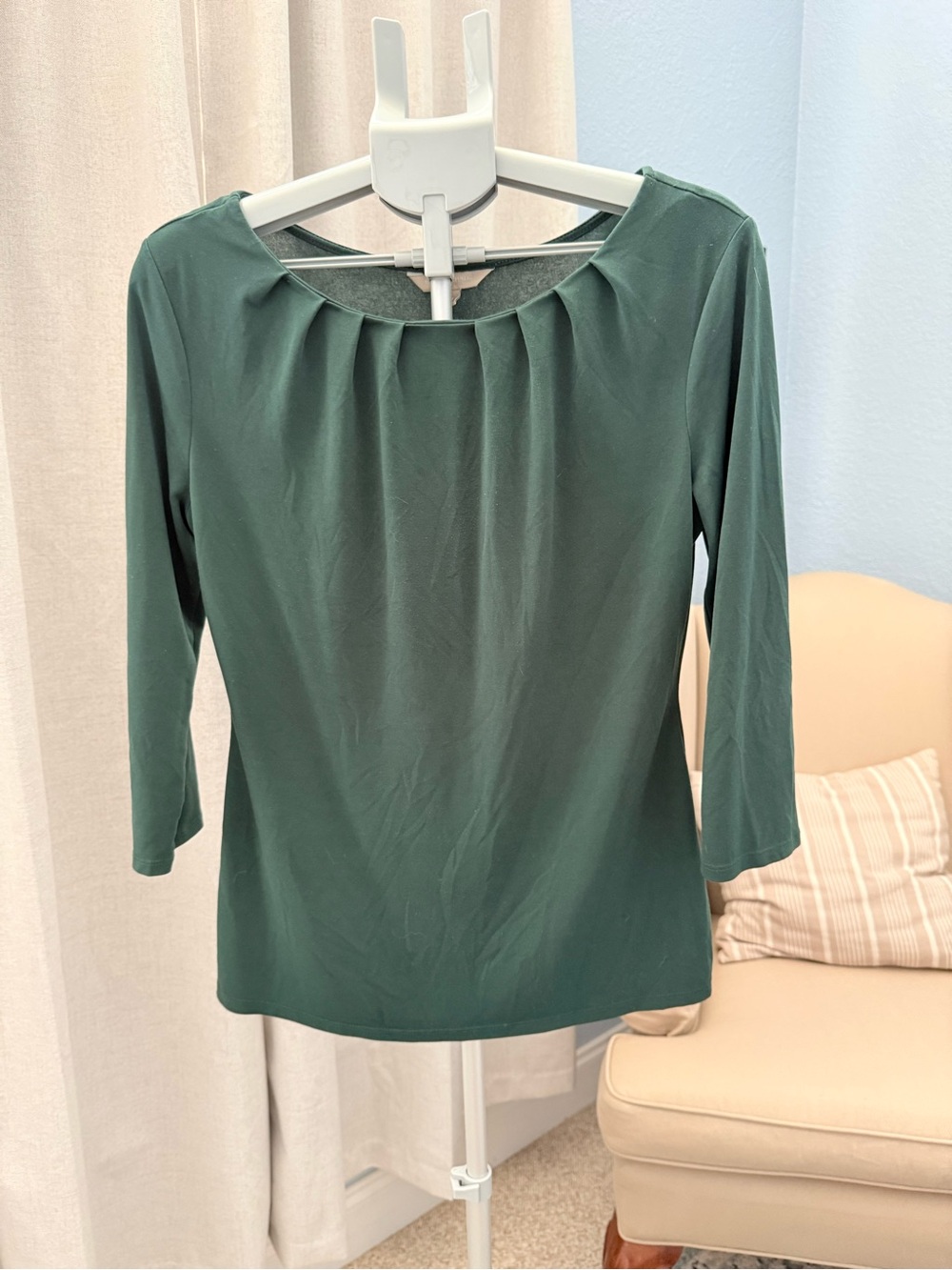 Banana Republic Women's Pleated Boatneck Top in Forest Green